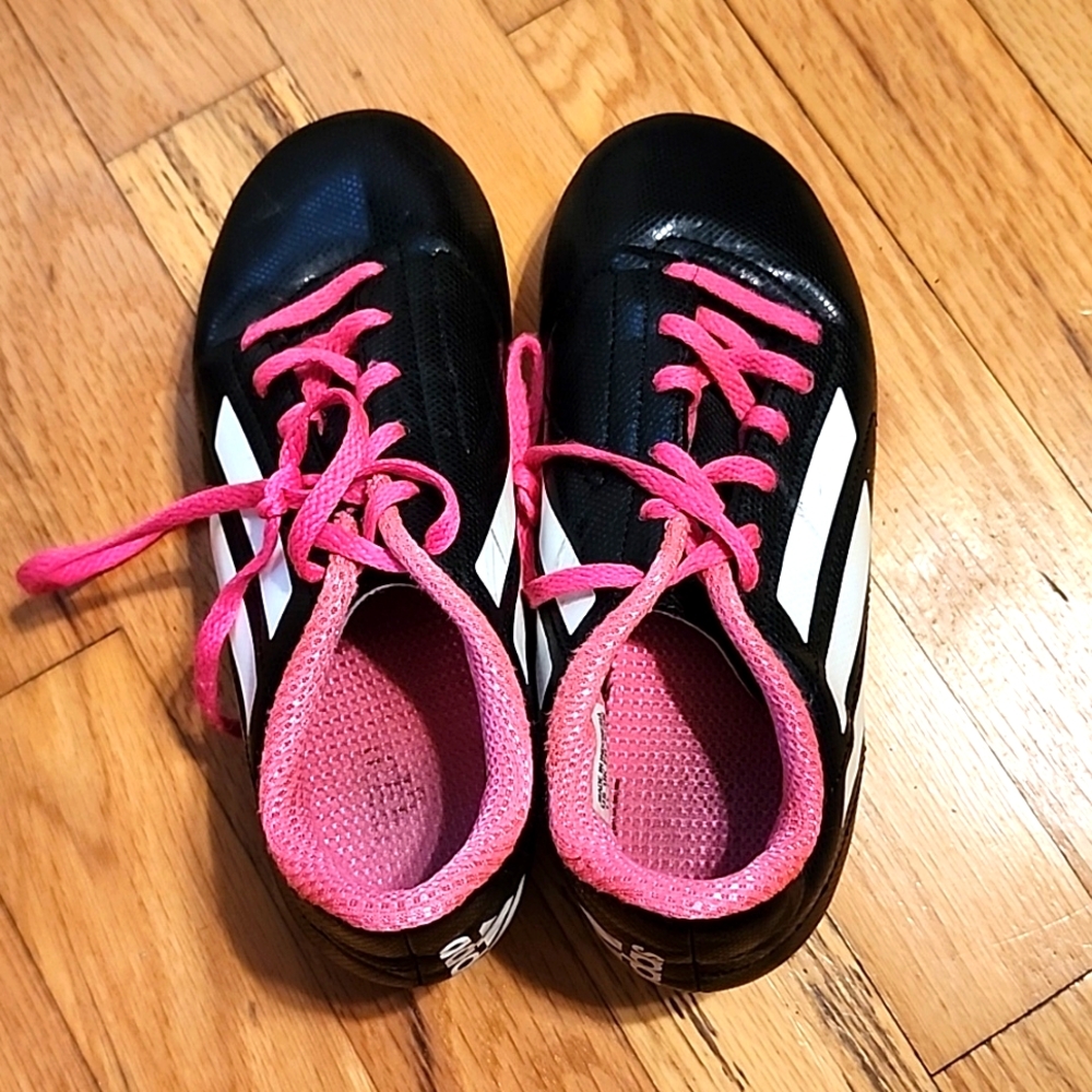 Black and Pink Adidas soccer cleats